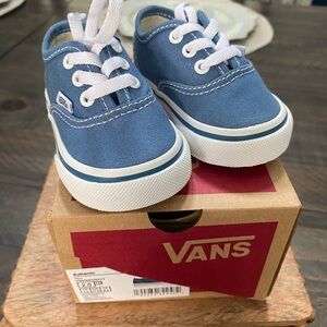 Vans Baby Toddler Authentic Blue and White Sneakers Classic Canvas Design